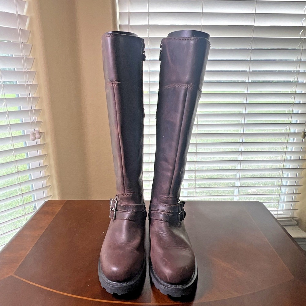 Harley-Davidson Lomita 15.25-Inch Brown Leather Motorcycle Boots Sz 7.5 D84326